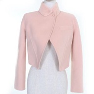 成色極佳的FENDI 2022 FJ7322 羊毛真絲混紡外套，配貂毛領和 Zucca 圖案襯裡，粉紅色，36 碼，意大利製造，含衣架，正品，女款，原價 ¥407,000