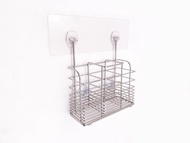 無痕貼片式不鏽鋼筷子籃　廚房收納架　牙刷架　置物架　筷籠