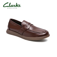 Clarks_ Mens Howard Apron British Tan Leather Shoes Slip on Brown สีน้ำตาล