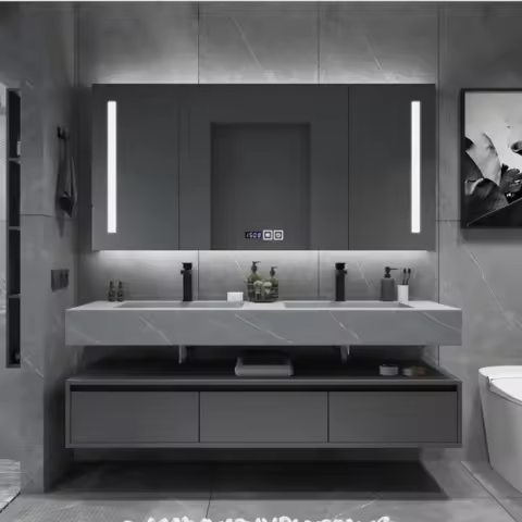 Rock stone modern style double sink bathroom vanity bathroom cabinet bathroom vanity cabinet with si
