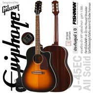 Epiphone® J-45 EC All Solid กีตาร์โปร่งไฟฟ้า All Solid 41 นิ้ว ทรง Dreadnought ไม้หน้า Sitka Spruce
