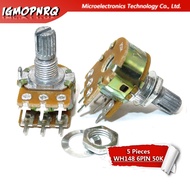 5pcs WH148 6PIN B50K Dual Stereo Potentiometer 50K Ohm shaft 15mm Pot 50K Ohm R