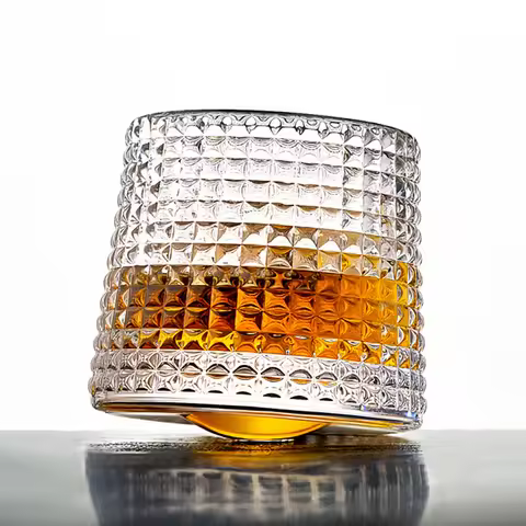 160ml Spinning Whiskey Glasses Rotatable Tumbler Elegant Bourbon Glasses Vodka Brandy Stress Relief 