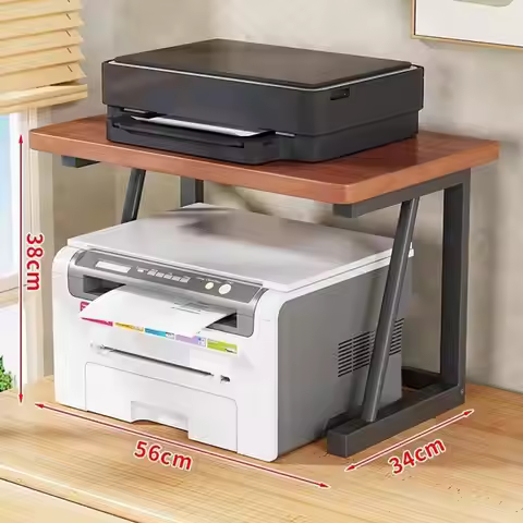 2-Tier Desktop Printer Shelf Wood Modern Sturdy Stylish Desktop Printer Stand for Fax Machine 3D Pri