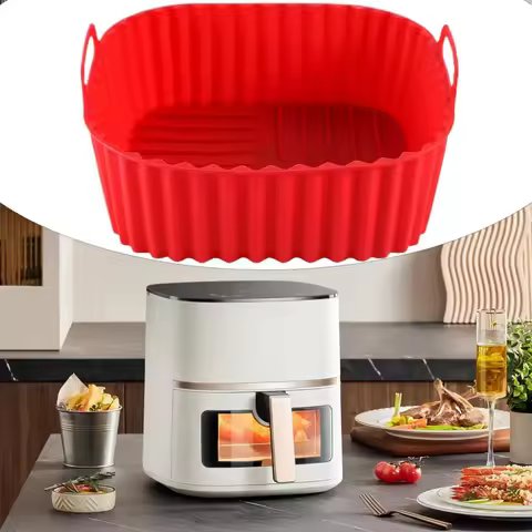 Silicone Air Fryer Oven Baking Plate Pizza Fried Chicken Silicone Basket Reusable Air Fryer Liner Ac