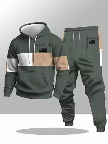 2026 Autumn/Winter New Men's Hoodie Set Y2K Fashion Warm Hoodie+sweatpants 2-piece Set Casual Loose 