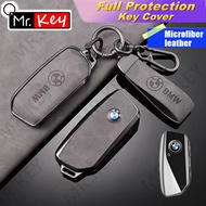 【Mr.Key】Microfiber Leather Key Case For for BMW 7 Series I5 I7 IX X1 X5 X6 X7 XM 2024 Key Shell