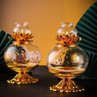 Buddha Lamp Changming Lamp Windproof Glass Buddha Lotus Oil Lamp zz46fr