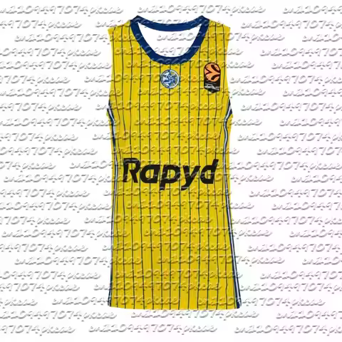 Y2k New CSKA Moscow EuroLeague Yellow Striped Home Basketball Jersey Vest Adults & Kids Breathable Q