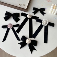 BLISS Black Bow Brooch Pin, Skin Cancer Breast Cancer Black Ribbon Pin, Lapel Pin Camellia Awareness