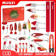 24Pcs/Set Fishing Advent Calendar Christmas Countdown 24 Days Set 360 Degree Rotating Fish Lure Outd