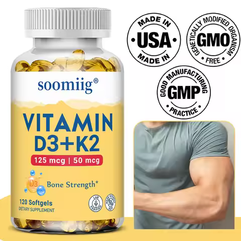Vitamin D3+K2 Capsules 5000IU 120pcs Bone & Immune Support Vegan Supplement for Bone Precision and O