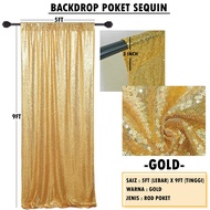 Backdrop lurus sequin (poket) / Tirai lurus sequin(poket)
