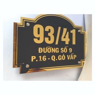 Yellow, White stainless steel house number plate