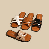 Women Square Toed Crisscross Strap Slippers Perfect for Daily Errands