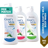 Ginvera Goat's Milk Body Wash Shower Cream Bath Olive Oil Protection Vitamin B3, 900ml (m4)