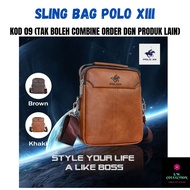 09: ORIGINAL Polo XIII Leather Sling Bag for Men / Branded Man Cross Body Bag / Beg Galas Silang Kul