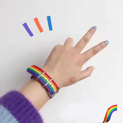 Nepal Rainbow Weaving Bracelet LGBT Lesbian Bracelet Weaving Women's Pride Men Couple Friendship Bea