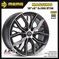 ล้อแม็ก MOMO แท้ รุ่น MASSIMO ขอบ18" กว้าง8" สีดำด้านหน้าเงาด้าน 5รู108 Luxury Brand จาก ITALY