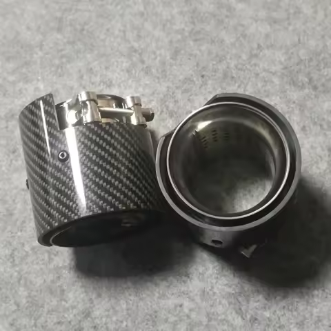 90mm Long Silver/Black Carbon Fiber Exhaust Tip for M2 M3 M4 M5 M6, F87 F80 F82 F83 , G80 G82 G83