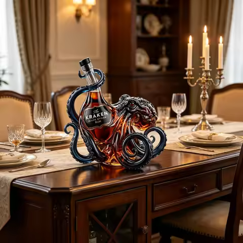 The Kraken Octopus Rum Bottle Print Wall Decor Bar Pub Man Cave Wine Lover Art Collection Decoration