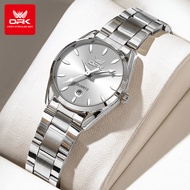 OPK นาฬิกาควอตซ์ผู้หญิงพร้อมสแตนเลสสายเหล็กผู้หญิงนาฬิกาข้อมือลำลองสไตล์เกาหลีนาฬิกาแฟชั่น