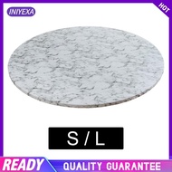 [Iniyexa] Round Vinyl Fitted Tablecloth Table Cover White Marble Pattern for Dining Room Table Round Table