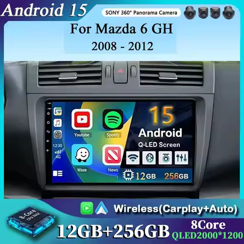 For Mazda 6 GH 2008 2009 2010 2011 2012 2012 Carplay Auto Android 15 Car Radio Multimedia Video Play