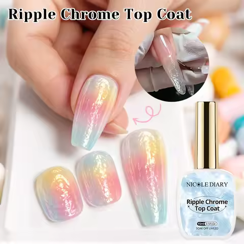 NICOLE DIARY 15ml Water Ripple Top Coat 3D Bubble Spring Summer Gradient Aurora Transparent Design C