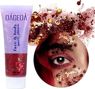 DAGEDA Body Glitter Gel, Face Glitters Body Gel Sequins Shimmer Liquid Eyeshadow, Chunky Glitter for