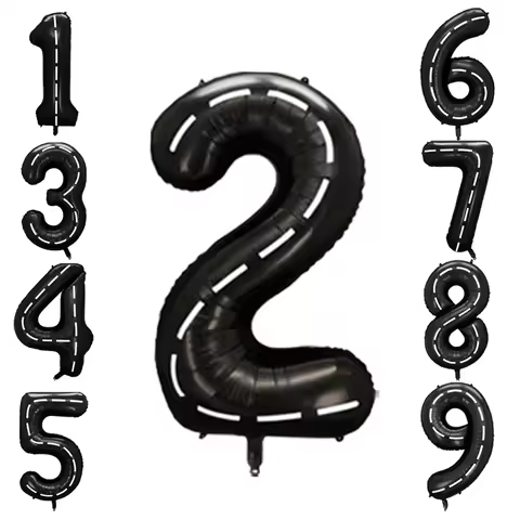40inch Race Car Birthday Balloons Large Black Number 1 2 3 4 5 6 7 8 9 Foil Balloon for Kids Birthda