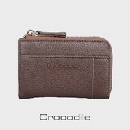 【Crocodile】鱷魚皮件 真皮皮包 荔紋系列 Easy輕巧 拉鍊 零錢包 錢包-0103-08004 咖啡色