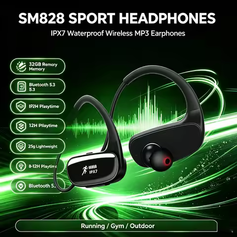 Bluetooth 5.3 In-Ear Earbuds IPX7 Waterproof Headphones, Built-in Noise Cancelling Mic, Secure Fit f