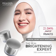 Wardah Crystal Secret Night Moisturizer with Peptide & Niacinamide 30g | Brightening, Glow Look, Ski