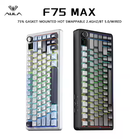 AULA F75 MAX Wireless Mechanical Keyboard with TFT Screen Knob 75% ANSI Layout Wired/Bluetooth/2.4G 