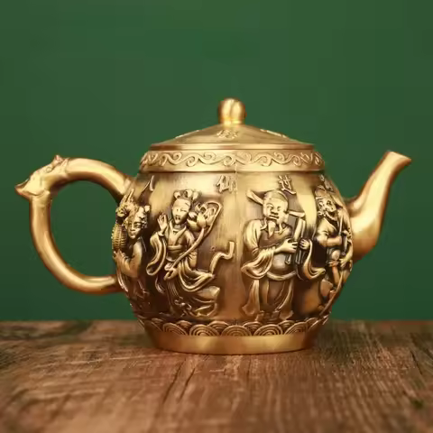 Copper Brass Dragon and Phoenix Wine Pot Crafts Ornament Wine Pot Home Decor