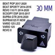 30mm Saklar tombol sen sein hazard pnp tinggal pasang / SAKLAR Sein / Sen Hazard Honda Beat FI injec
