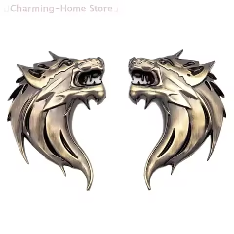 【M】Wolf Totem Badge Car Personality Wolf Head Metal Car Sticker Modified Car Logo Wolf Head Sticker 