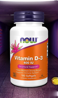 วิตามินดี 3 /  Vitamin D-3 400IU 180 Softgels by NOW FOODS