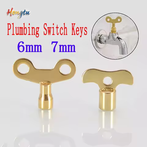 2Pcs/Lot Metal Clock-Type Plumbing Switch Keys - 6mm & 7mm Square Faucet Tap Keys