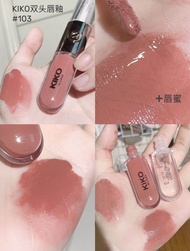 Kiko Double-Ended Lip Glaze ใน Finish Dewy โปร่งใส เหมาะสําหรับการเพิ่มสีริมฝีปาก ไร้รอยเปื้อน ติดทน