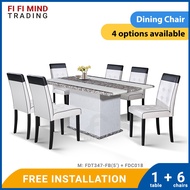 Alexa Marble Dining Set/ Marble Dining Table/ Meja Makan 6 Kerusi/ Meja Makan Marble/ Meja Makan Set