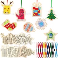 Christmas Wooden Cross Stitch Kit Cross Stitch Christmas Tree Ornaments Hanging Ornaments Beginner D