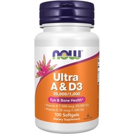 NOW Foods Supplements, Vitamin A & D3 25,000/1,000 IU, Eye Health*, Essential Nutrition, 100 Softgel