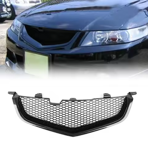 Front Grille Racing Grill Upper Bumper Hood Mesh Grid For Honda Accord CL7 Euro R Acura TSX 2003-200