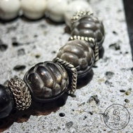 【Dream Crystal Art】晝夜交疊 - 銀曜龜甲白松石黑曜石手串