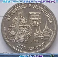 悅享購✨滿300出貨發現泰國 葡萄牙1996年紀念幣200埃斯庫多 36mm 航海系列 小磕碰