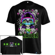 DBTK Skull Skateboard T-Shirt YL-188 Skaters Shirt Black Cotton Combed 24s