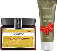 Saryna Key Damage Repair Treatment Butter Mask - African Shea Butter for Dry Hair Treatment - Rejuvenating Butter Moisturizer with Natural Keratin and Vitamins A, E, F (500ml/16.9oz + Hand Cream)