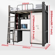 GREENEST 205CM Height Loft Bed Frame Thickened Full Steel Loft Bed Iron Elevated Bed Metal Bunk Bed 